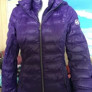 MK michael Kors, purple puffer jacket with hood, Small